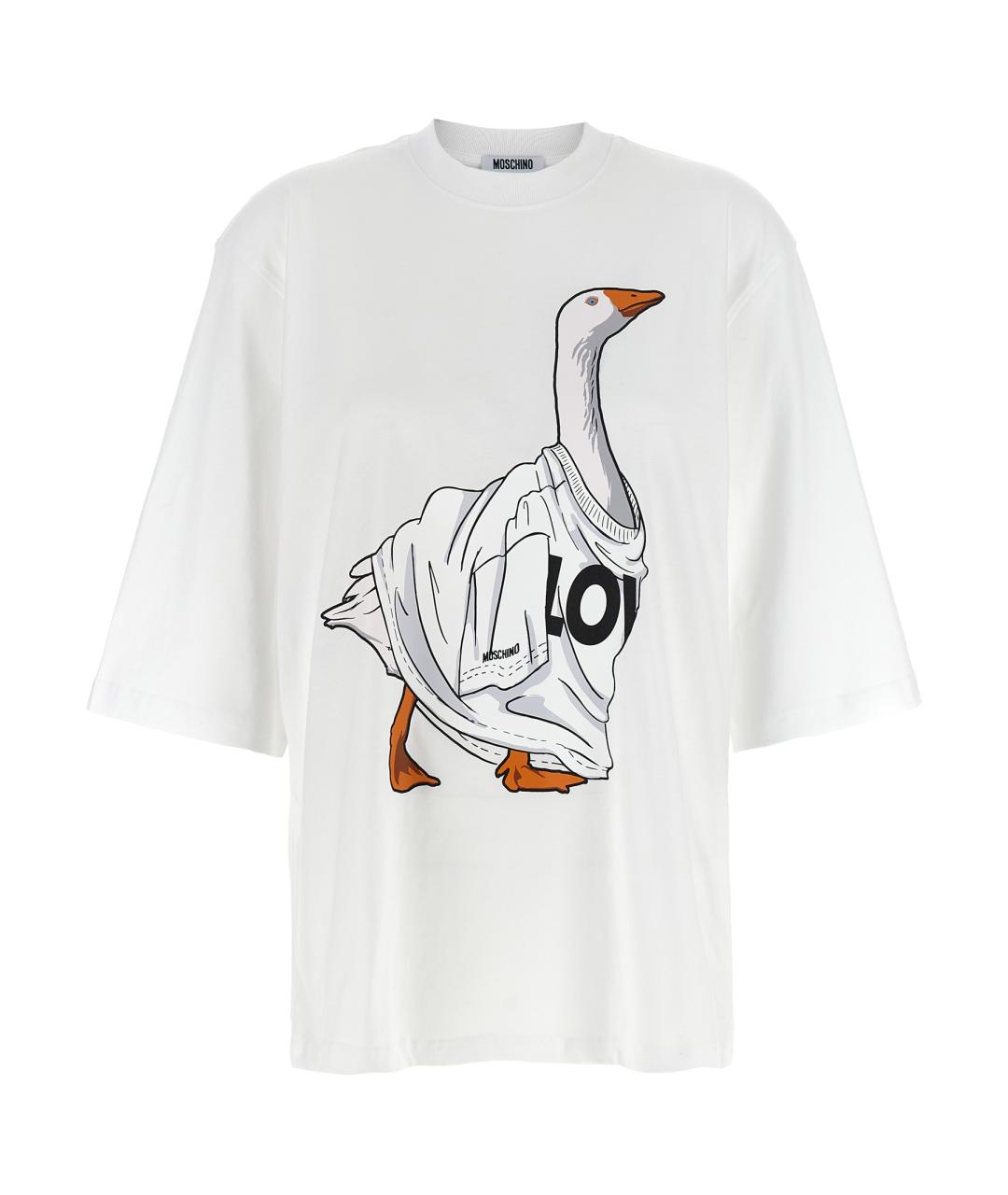 MOSCHINO Белая хлопковая футболка, фото 1
