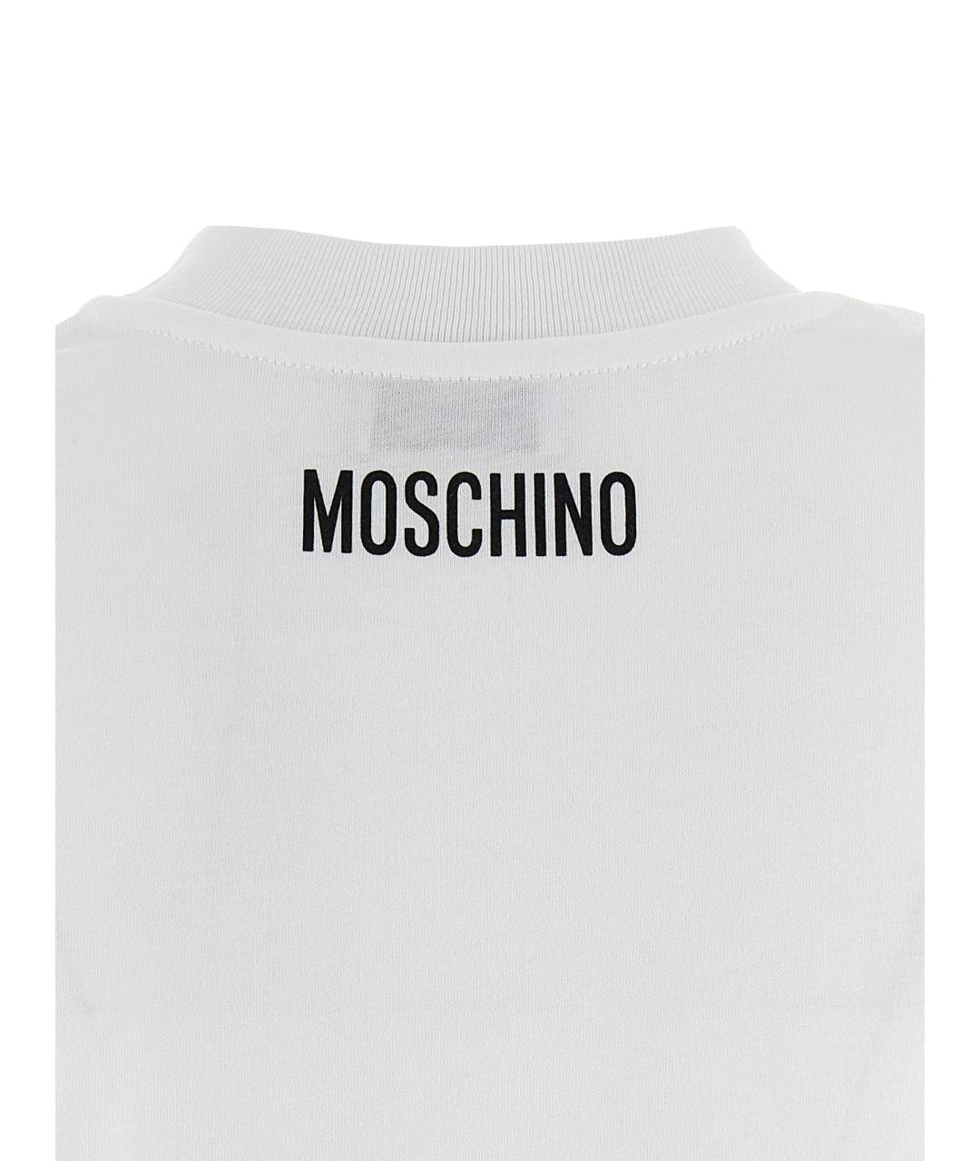 MOSCHINO Белая хлопковая футболка, фото 4