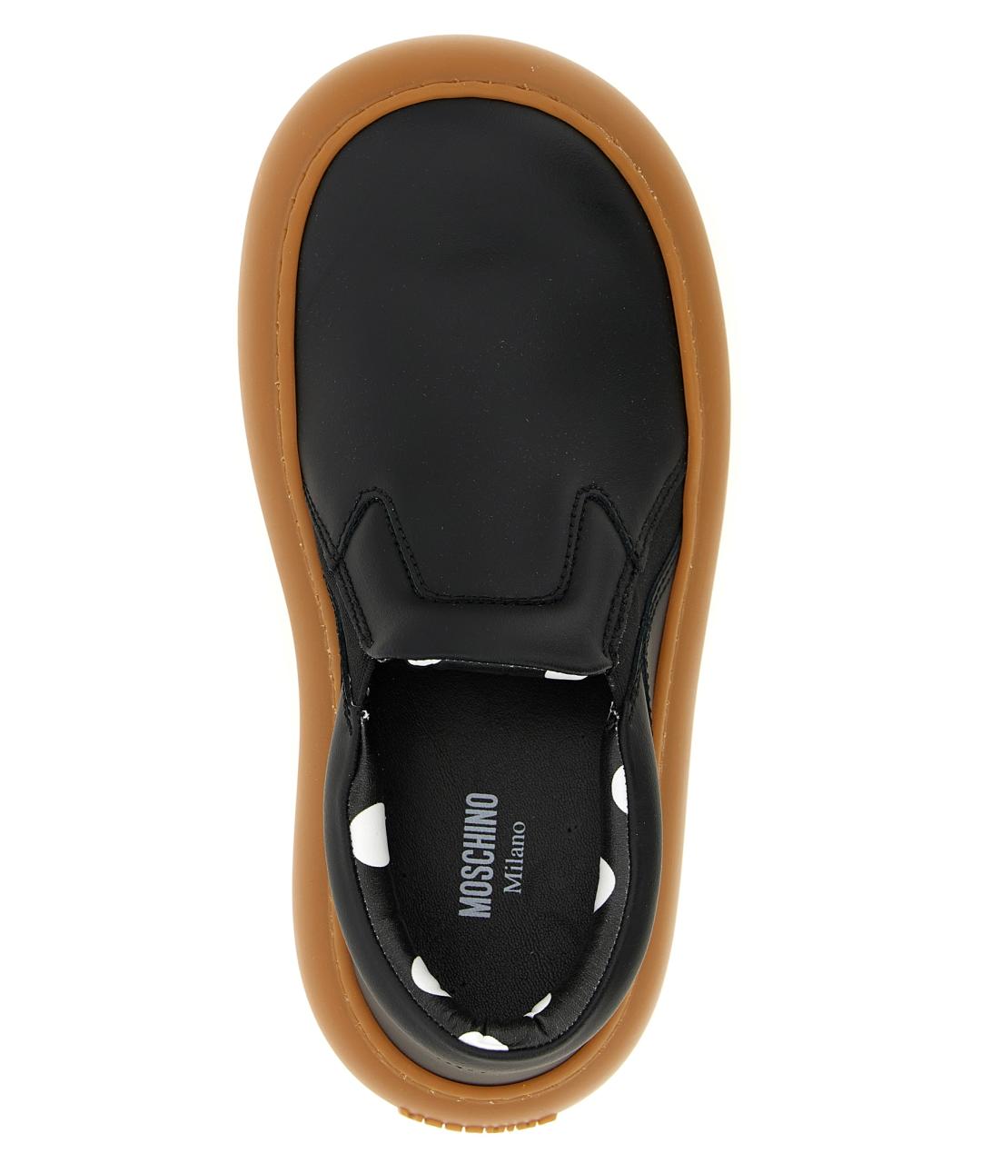 MOSCHINO Черные кожаные слипоны, фото 4