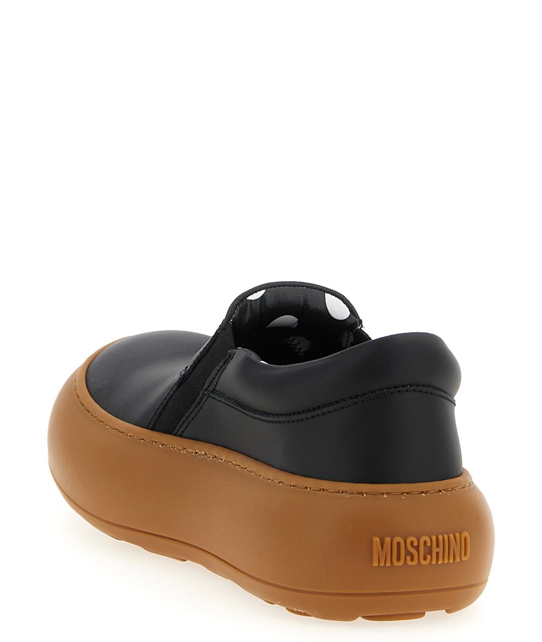 MOSCHINO Черные кожаные слипоны, фото 3