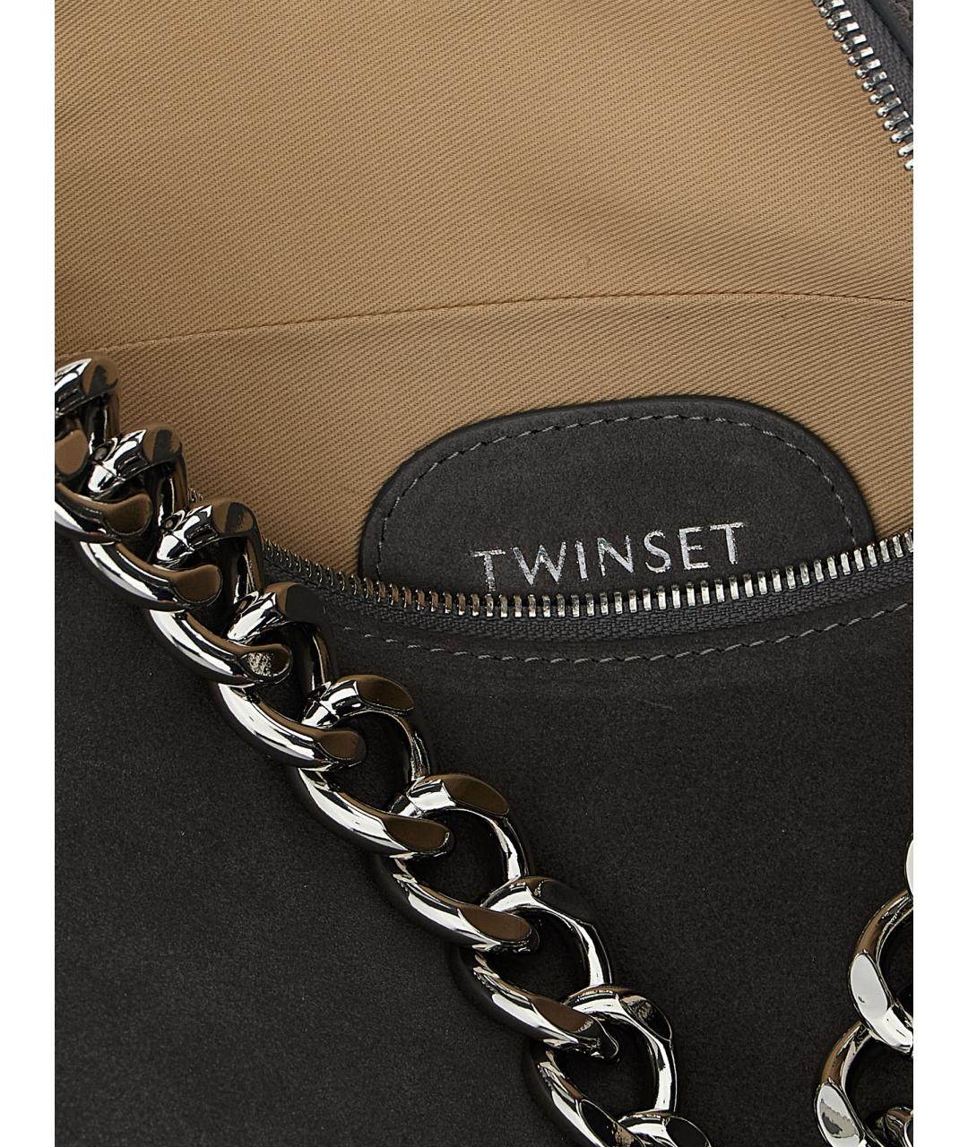 TWIN-SET Серая синтетическая сумка через плечо, фото 4