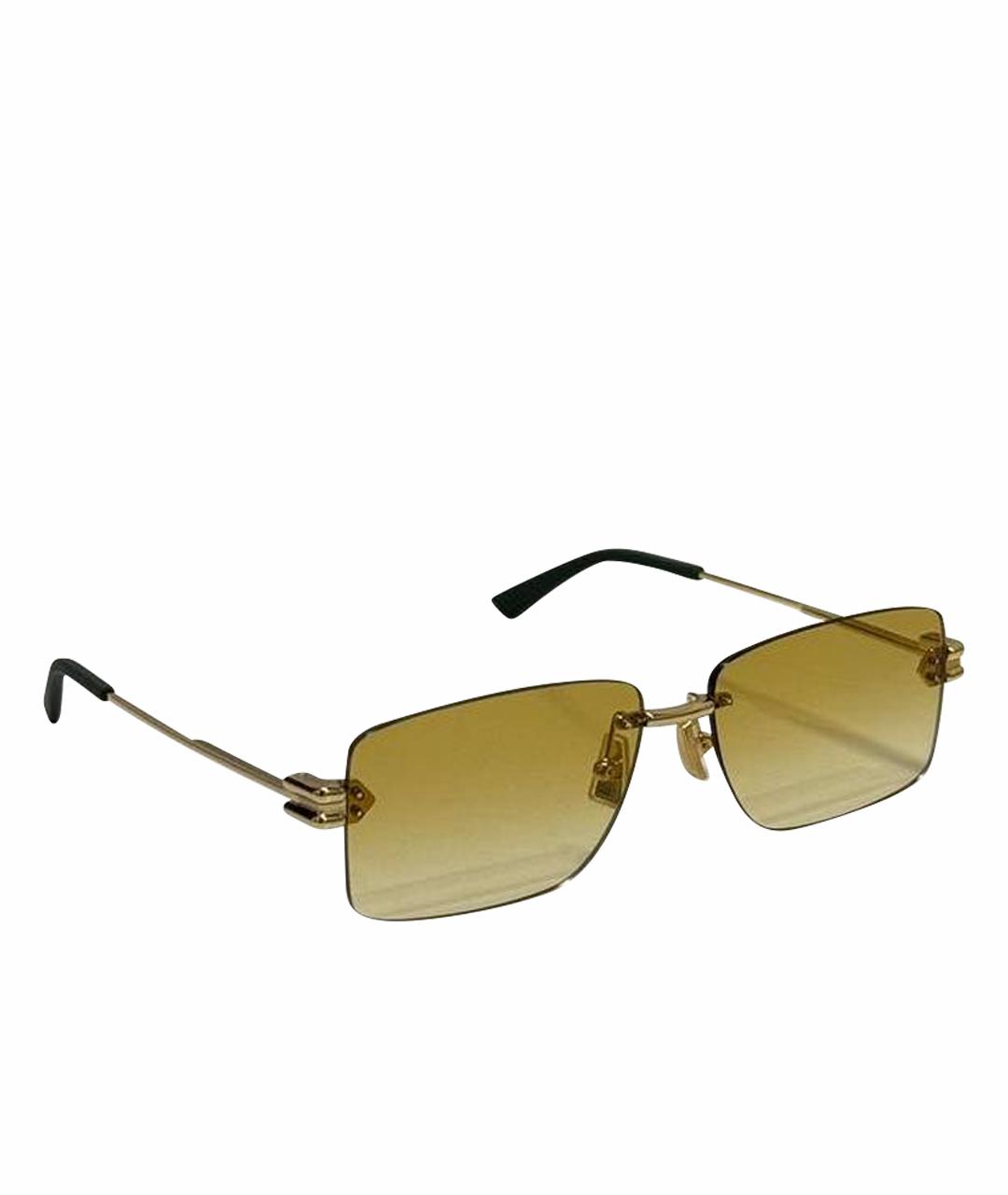 BOTTEGA VENETA Желтые металлические солнцезащитные очки, фото 1