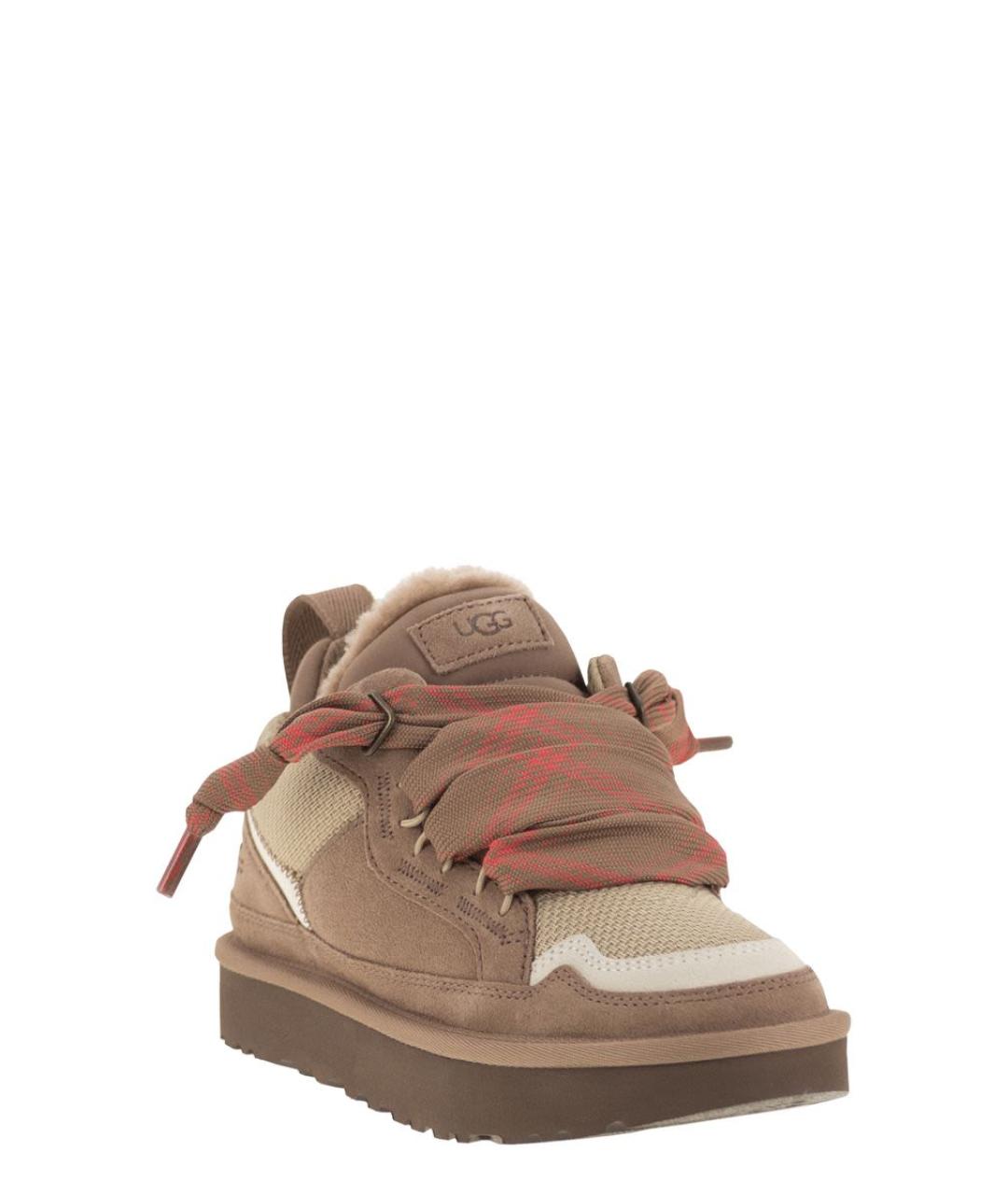 UGG AUSTRALIA Коричневые кожаные кроссовки, фото 2
