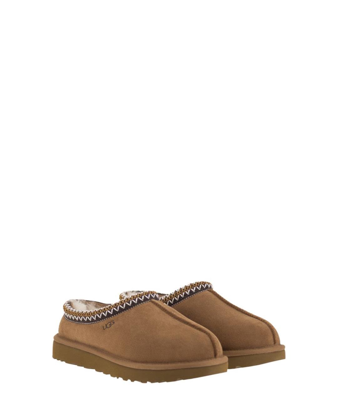 UGG AUSTRALIA Бежевые кожаные сабо, фото 4