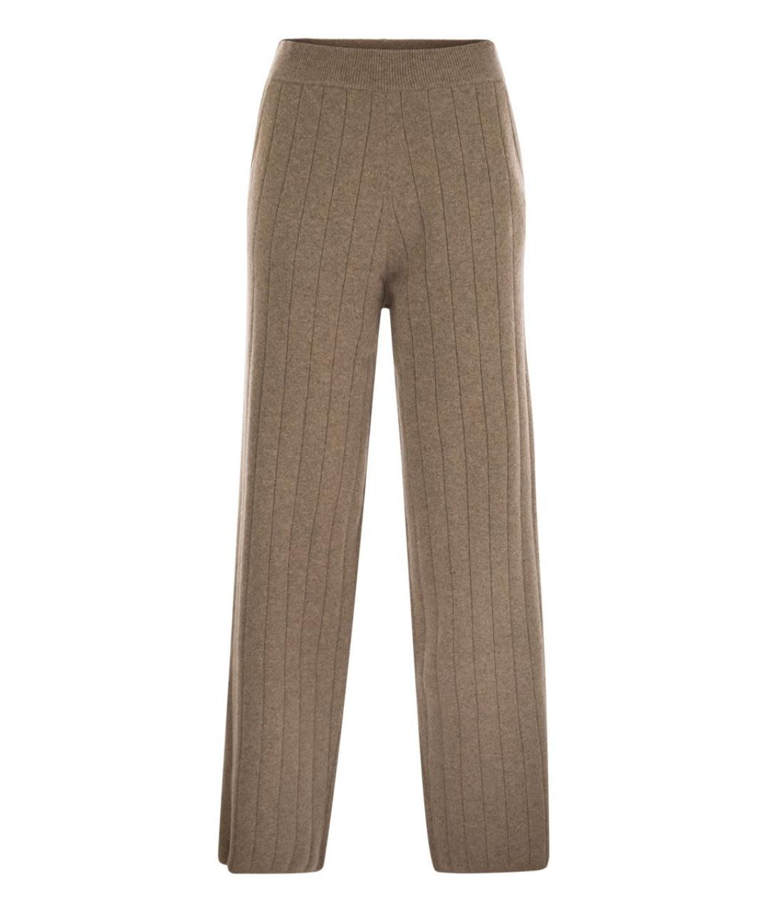 MAX MARA Коричневые кашемировые прямые брюки, фото 1