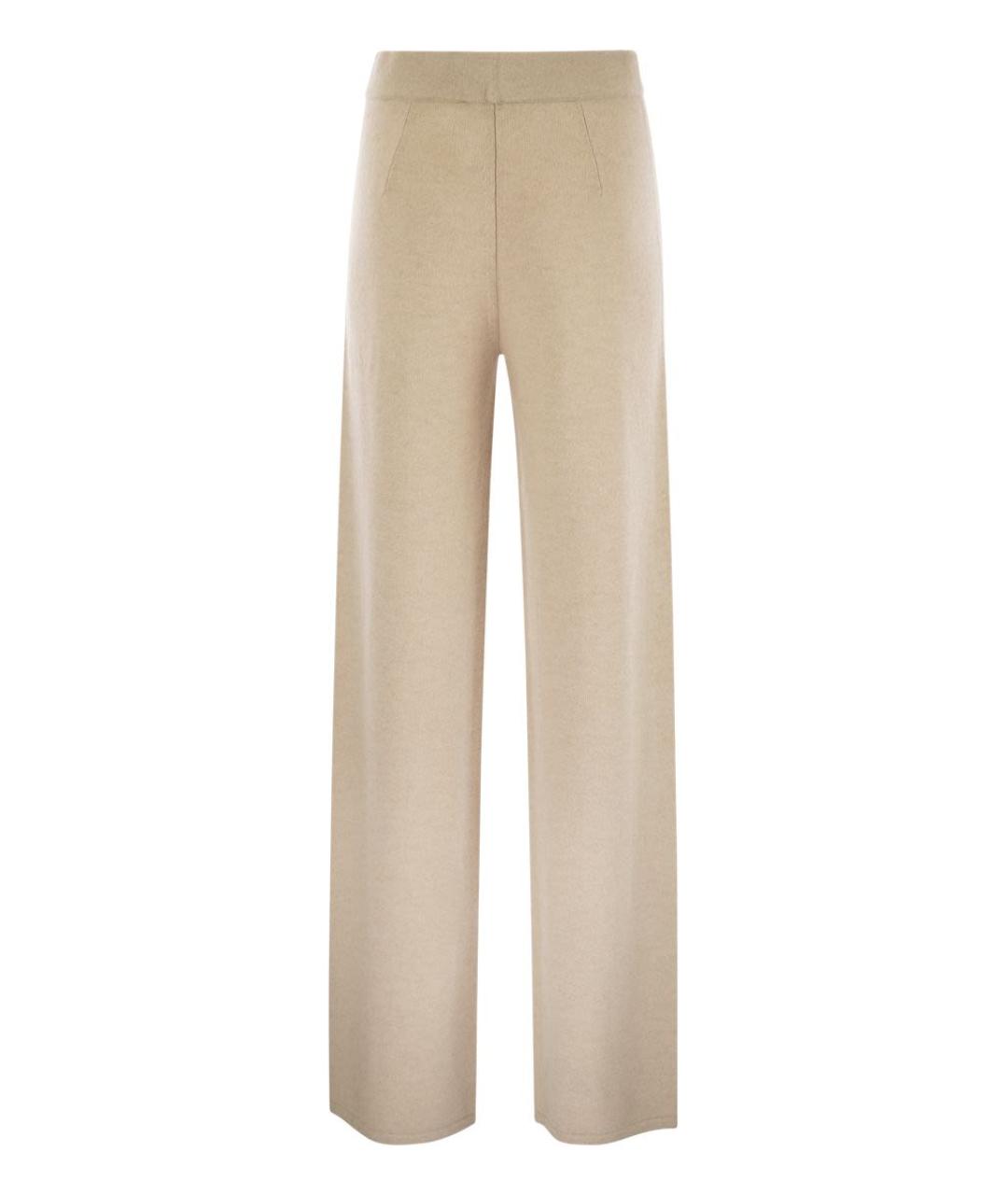 MAX MARA Бежевые шерстяные прямые брюки, фото 2