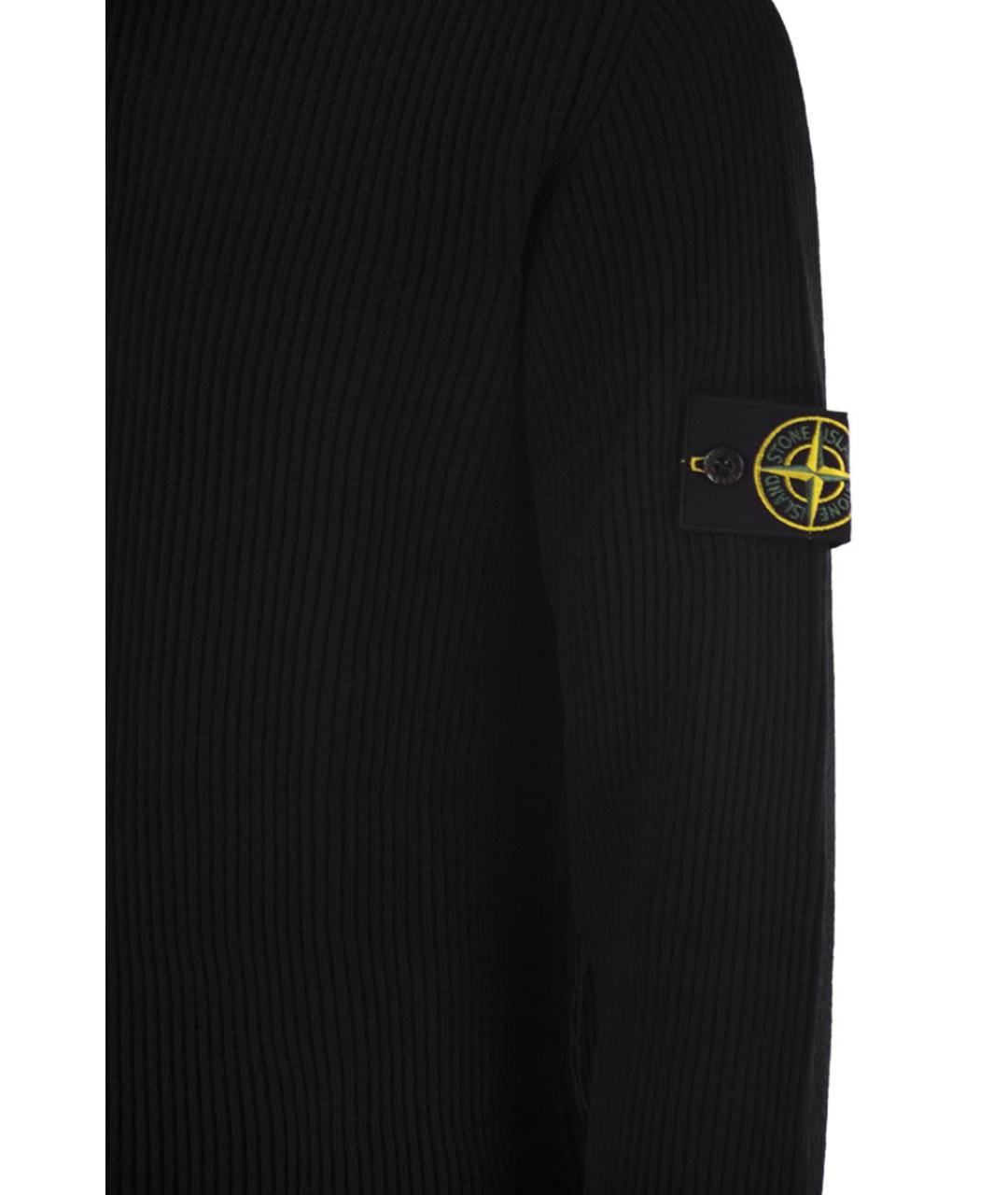 STONE ISLAND Черная шерстяная водолазка, фото 4