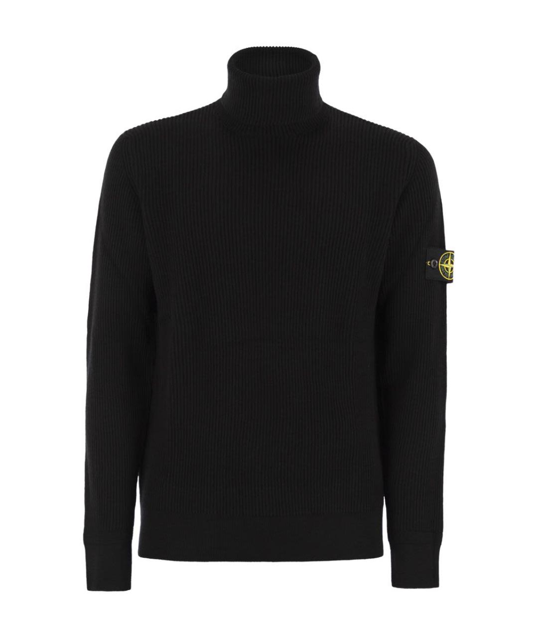 STONE ISLAND Черная шерстяная водолазка, фото 1
