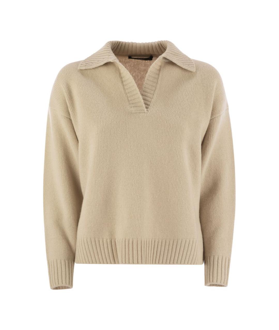 WEEKEND MAX MARA Бежевый шерстяной джемпер / свитер, фото 1