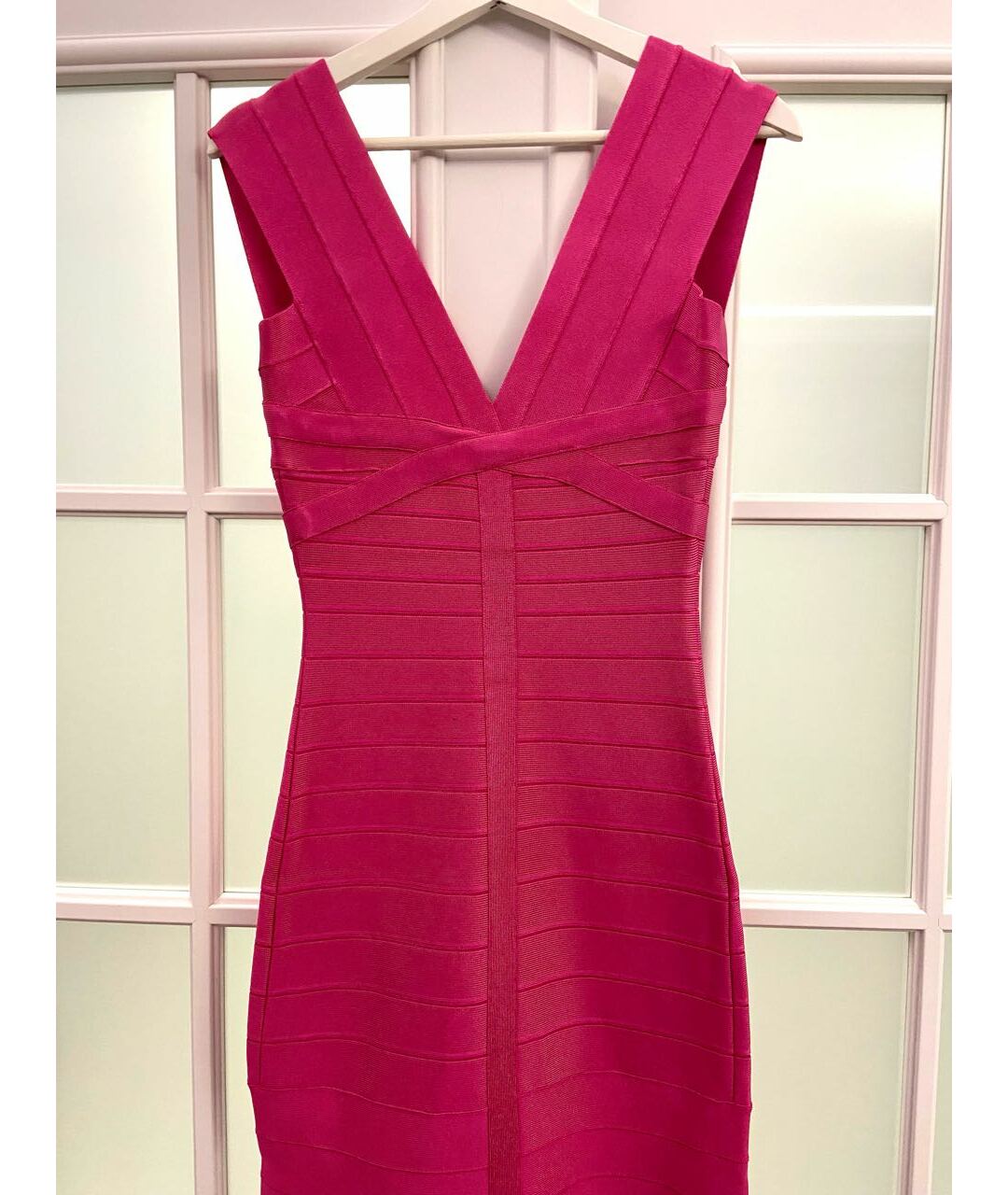 HERVE LEGER Розовое полиэстеровое вечернее платье, фото 3