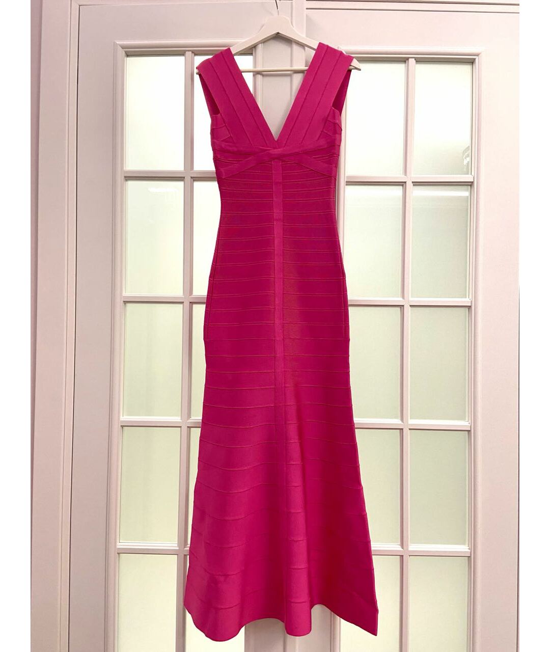 HERVE LEGER Розовое полиэстеровое вечернее платье, фото 8