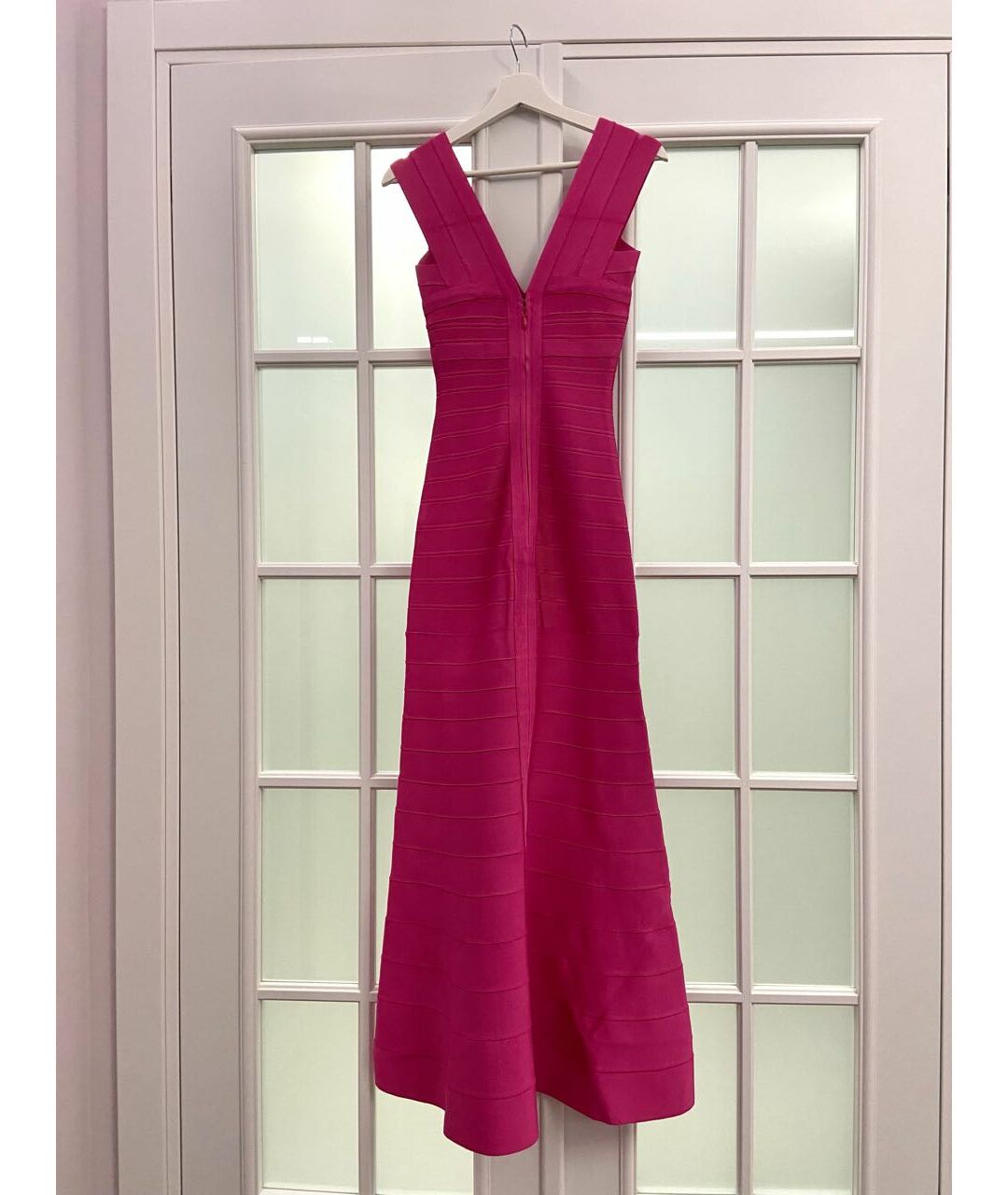 HERVE LEGER Розовое полиэстеровое вечернее платье, фото 2