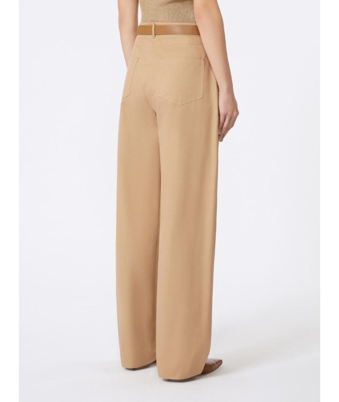 MAX MARA STUDIO Бежевые хлопковые прямые брюки, фото 3