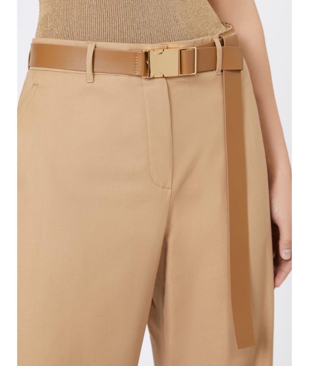 MAX MARA STUDIO Бежевые хлопковые прямые брюки, фото 4