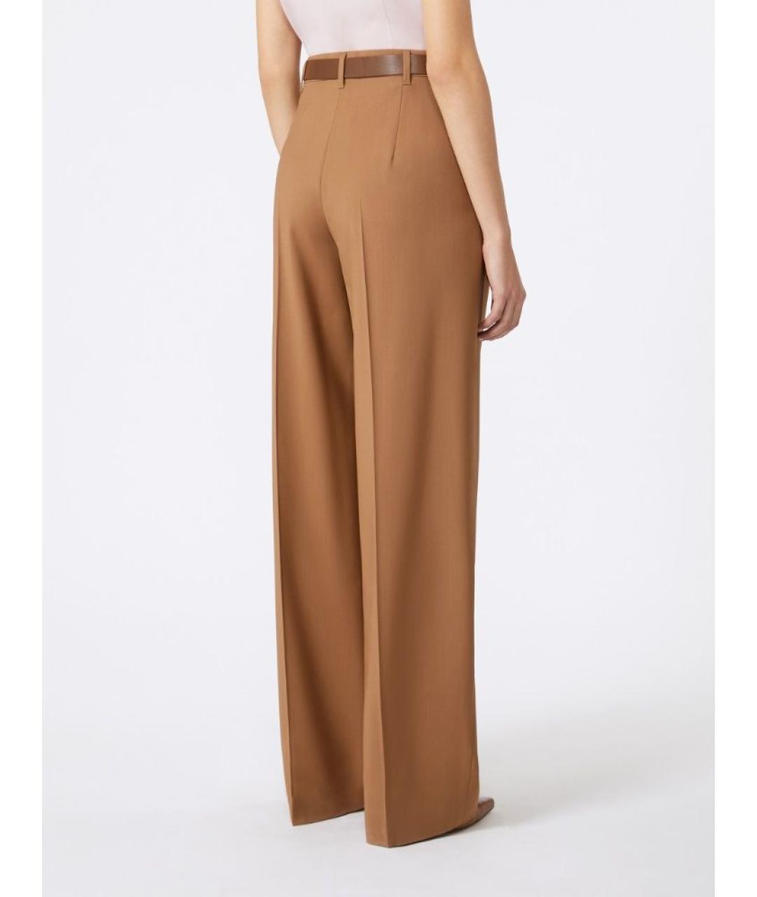 MAX MARA STUDIO Бежевые шерстяные прямые брюки, фото 3
