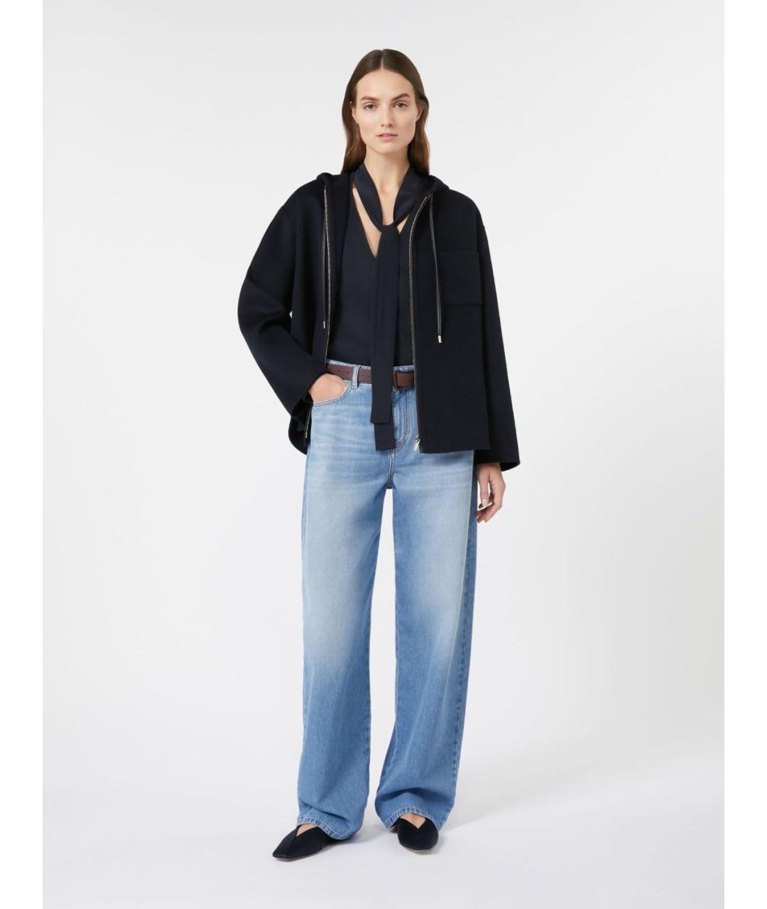 MAX MARA STUDIO Темно-синяя шелковая блузы, фото 5