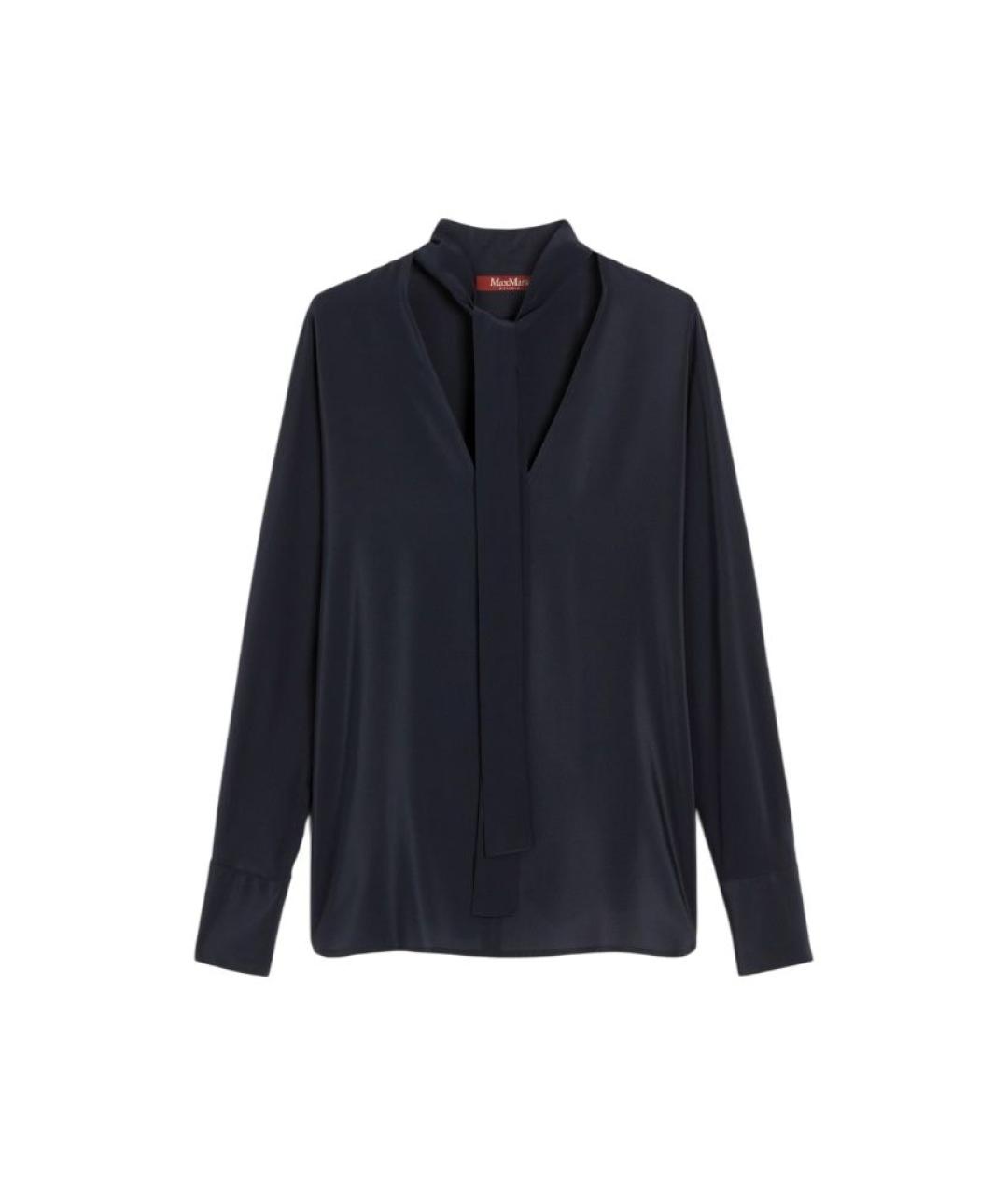 MAX MARA STUDIO Темно-синяя шелковая блузы, фото 1