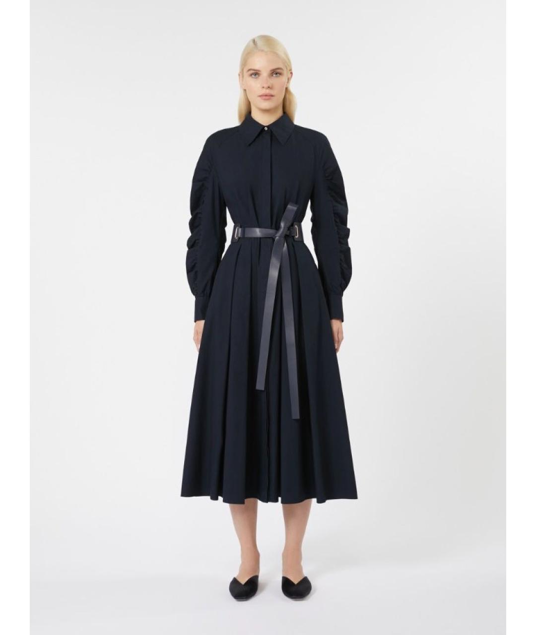 MAX MARA STUDIO Темно-синее хлопковое повседневное платье, фото 2
