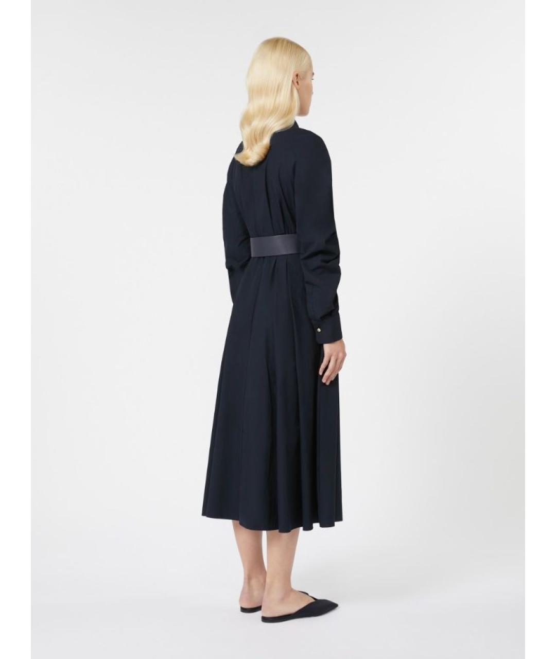 MAX MARA STUDIO Темно-синее хлопковое повседневное платье, фото 3