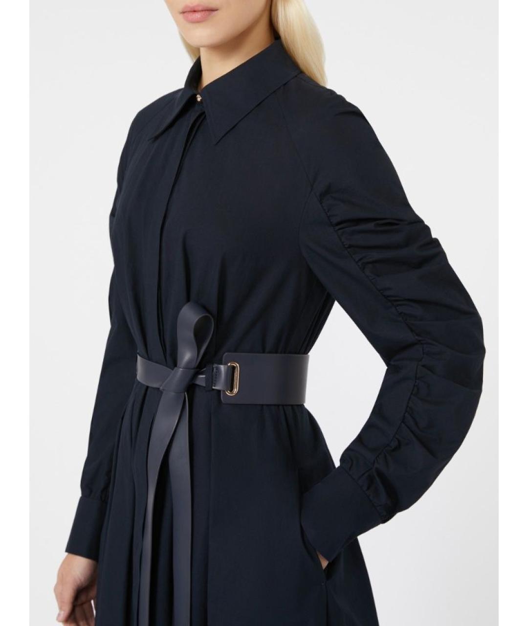 MAX MARA STUDIO Темно-синее хлопковое повседневное платье, фото 4