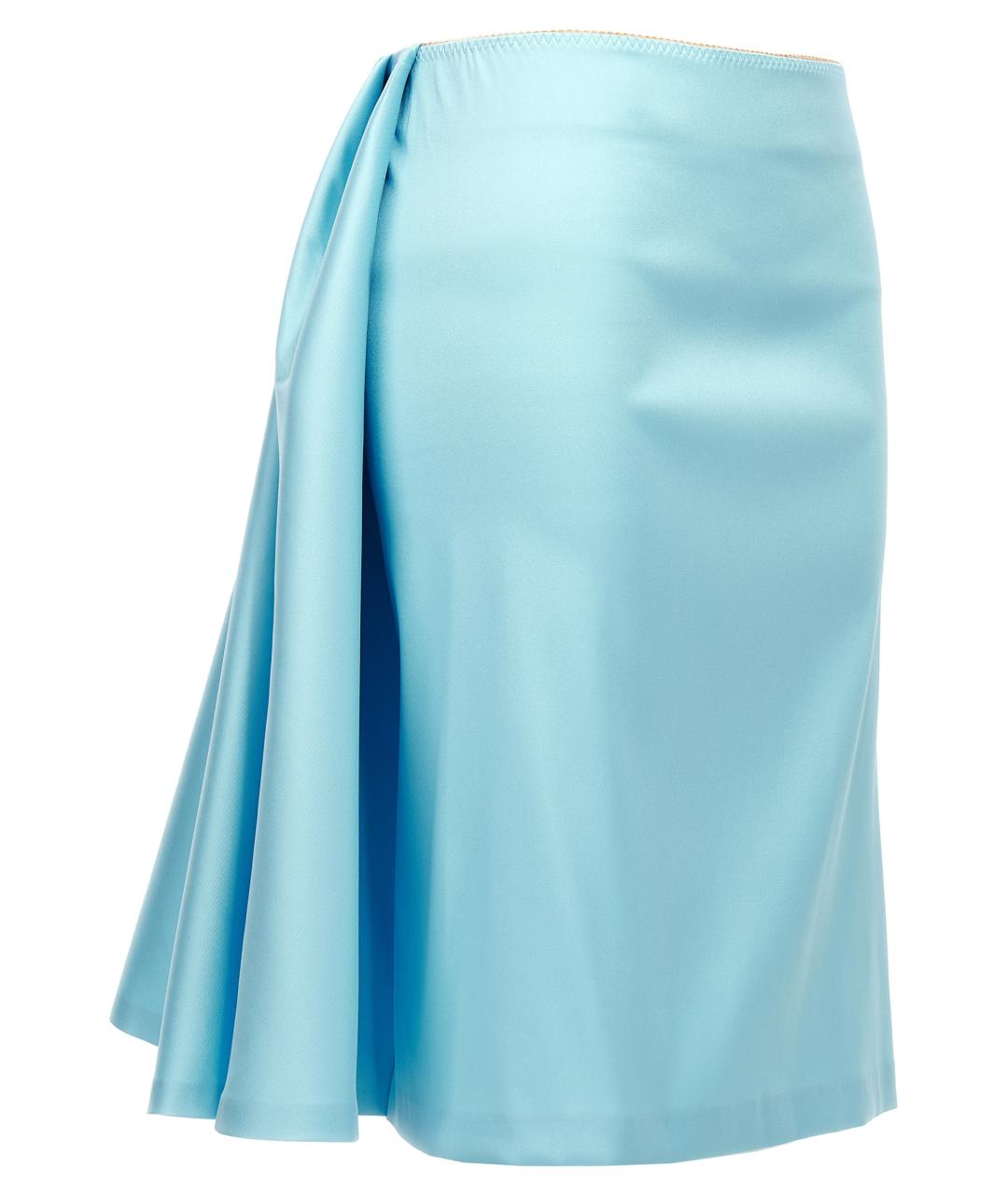 SPORTMAX Бирюзовая полиэстеровая юбка миди, фото 3