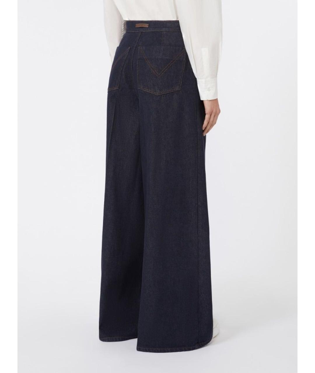 MAX MARA Темно-синие хлопковые прямые брюки, фото 3