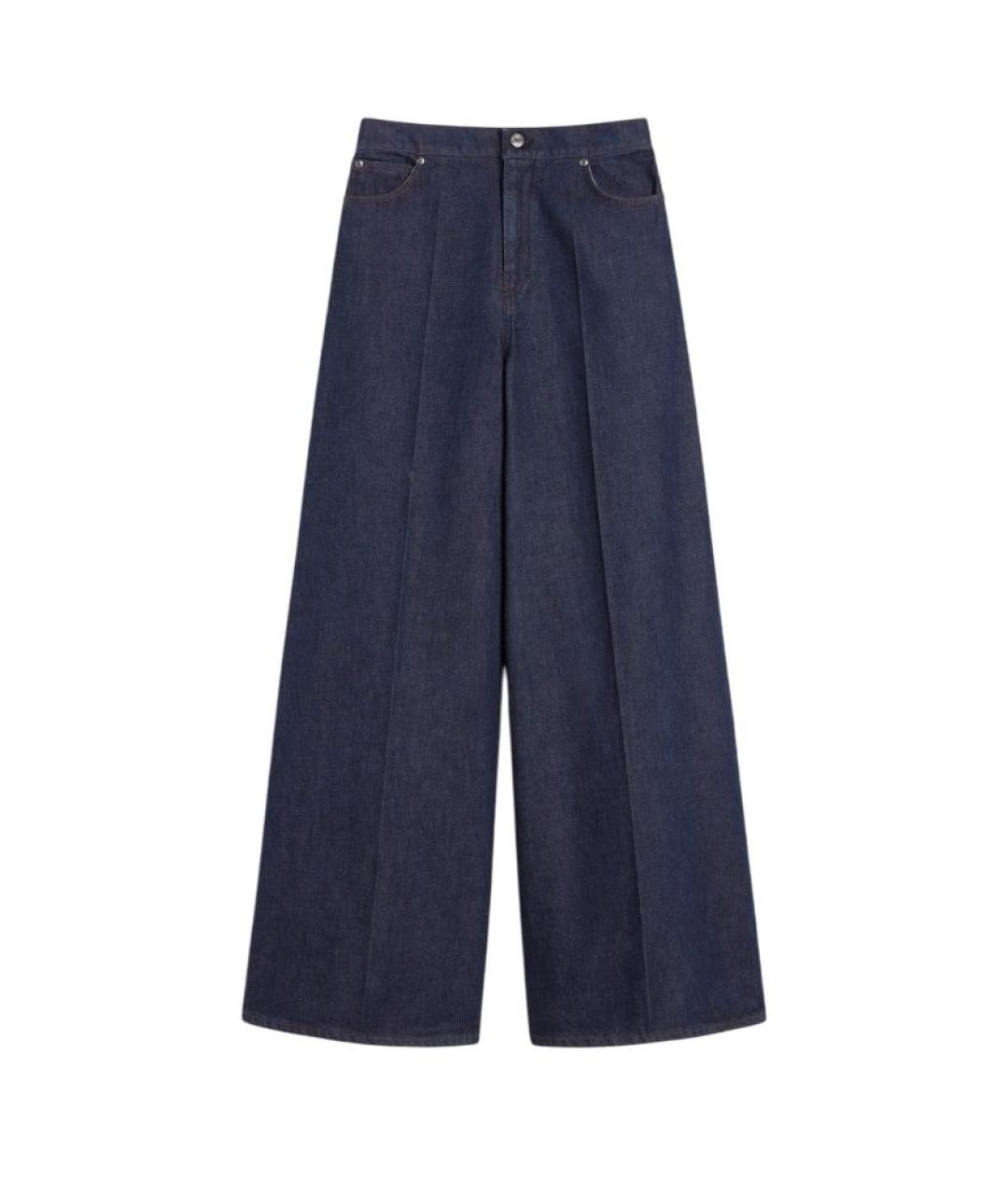 MAX MARA Темно-синие хлопковые прямые брюки, фото 1