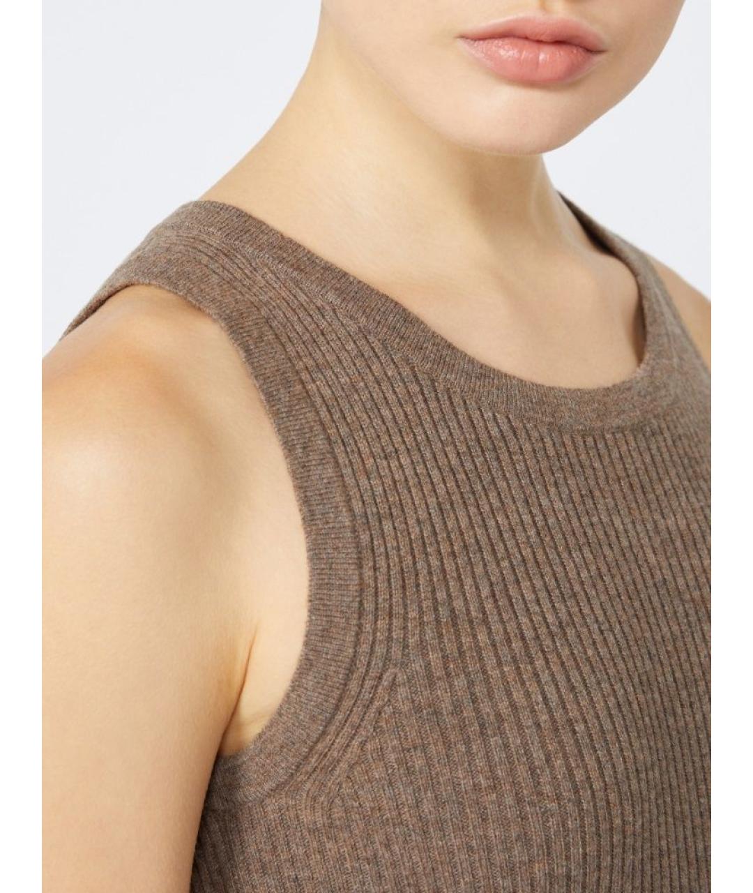 'S MAX MARA Коричневая кашемировая майка, фото 4