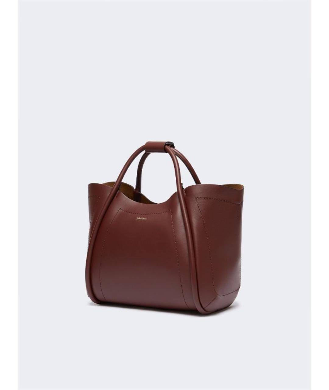 MAX MARA Бордовая кожаная сумка тоут, фото 2