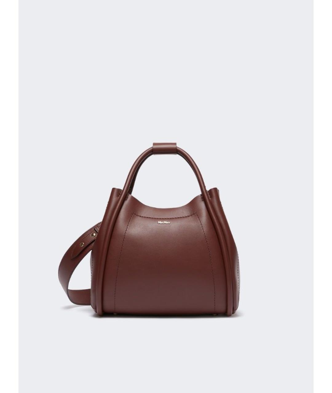 MAX MARA Бордовая кожаная сумка тоут, фото 4