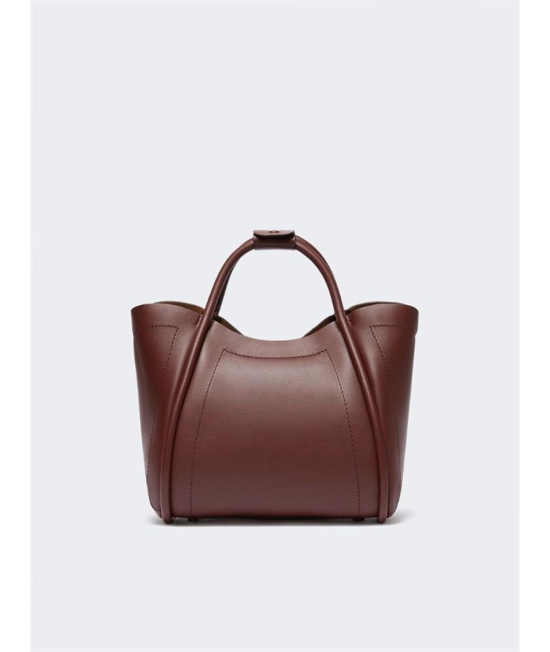 MAX MARA Бордовая кожаная сумка тоут, фото 3