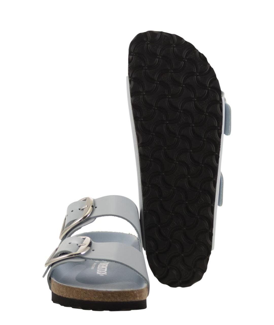 BIRKENSTOCK Голубые кожаные сандалии, фото 5