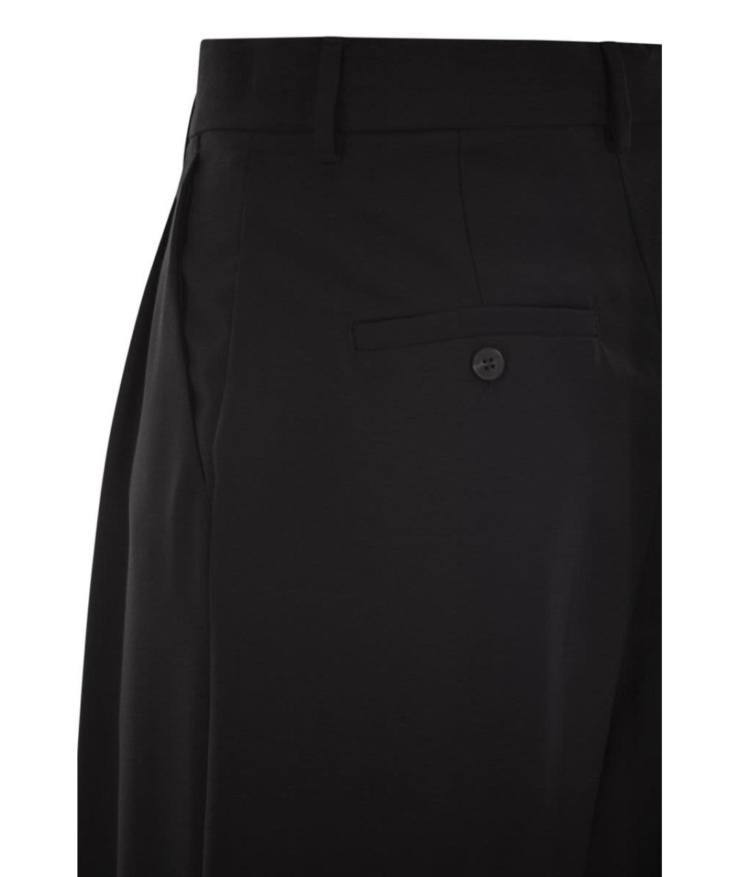 WEEKEND MAX MARA Черные шерстяные прямые брюки, фото 4