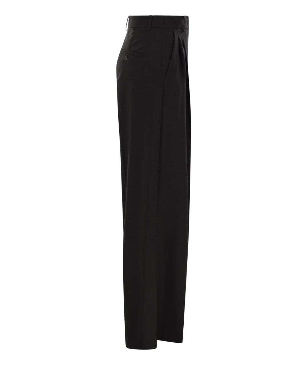 WEEKEND MAX MARA Черные шерстяные прямые брюки, фото 3