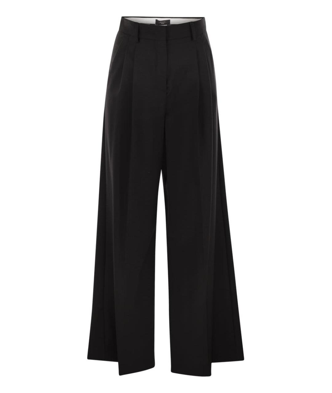 WEEKEND MAX MARA Черные шерстяные прямые брюки, фото 1