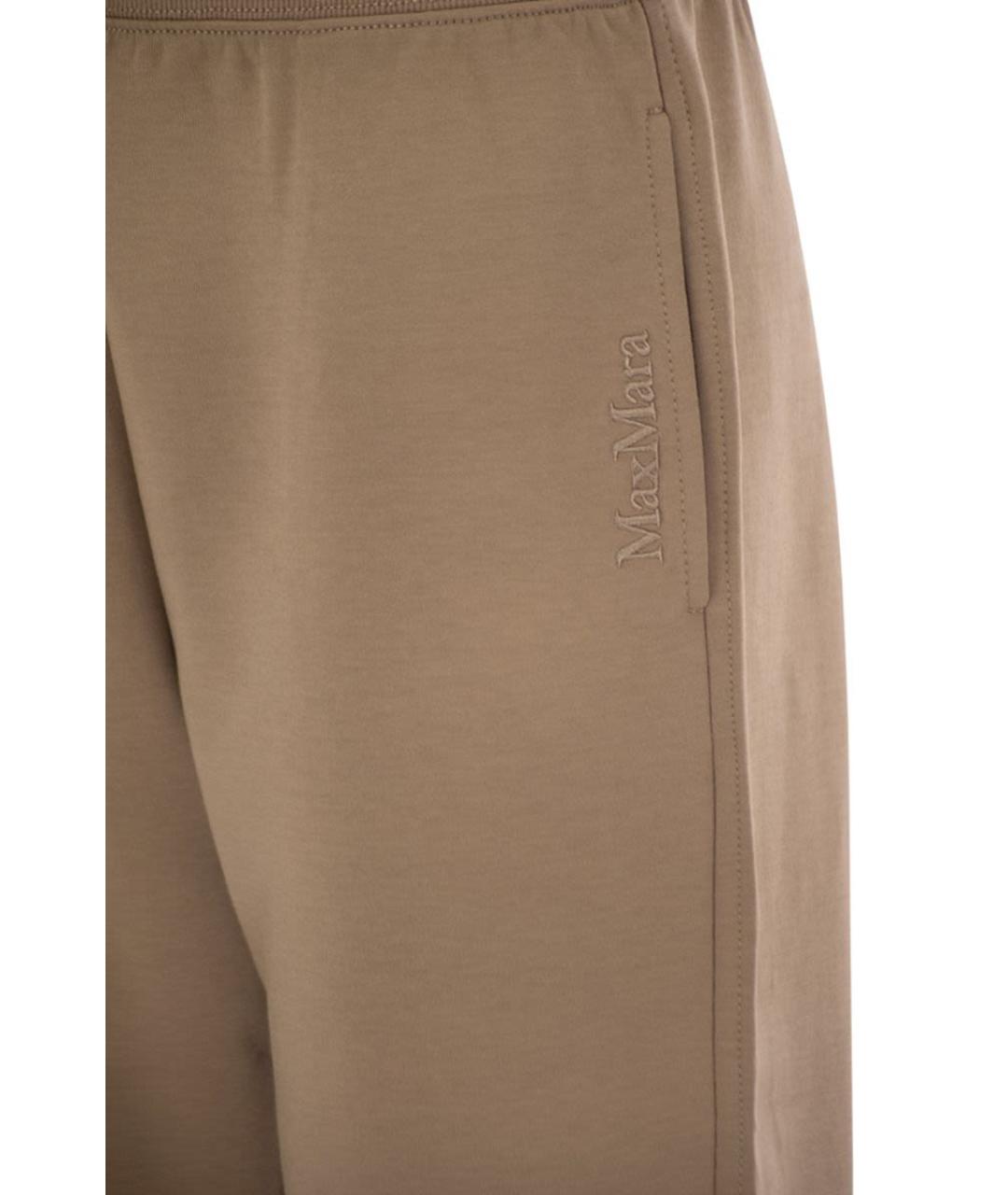 'S MAX MARA Бежевые хлопковые прямые брюки, фото 4