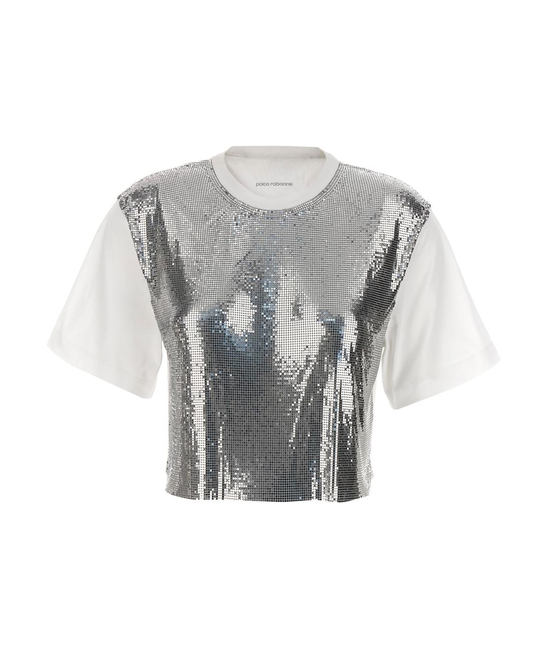 PACO RABANNE Серебряная хлопковая футболка, фото 1