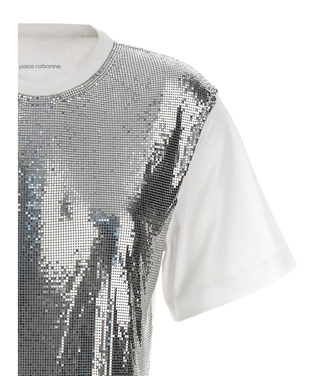 PACO RABANNE Серебряная хлопковая футболка, фото 3