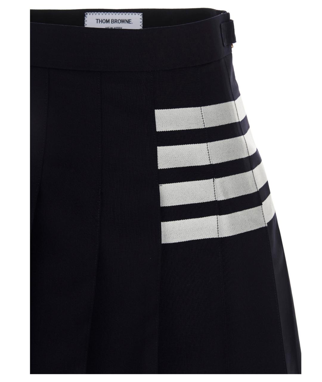 THOM BROWNE Темно-синяя шерстяная юбка мини, фото 3