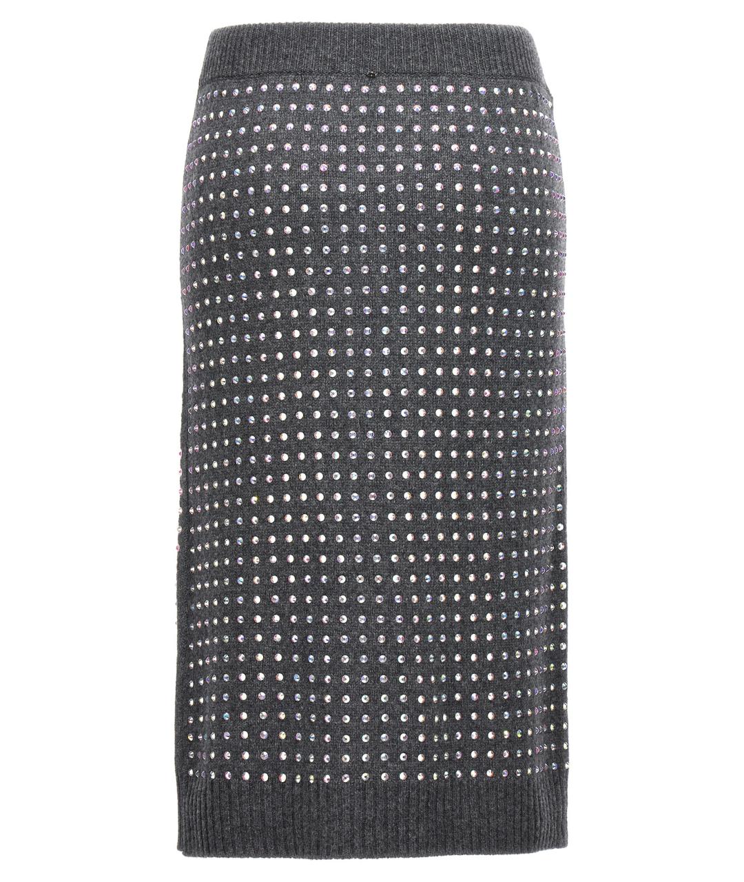 SPORTMAX Серая шерстяная юбка миди, фото 2