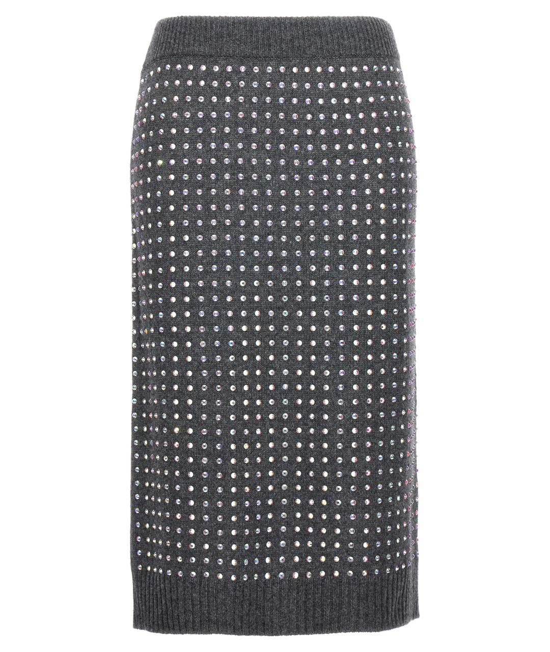 SPORTMAX Серая шерстяная юбка миди, фото 1