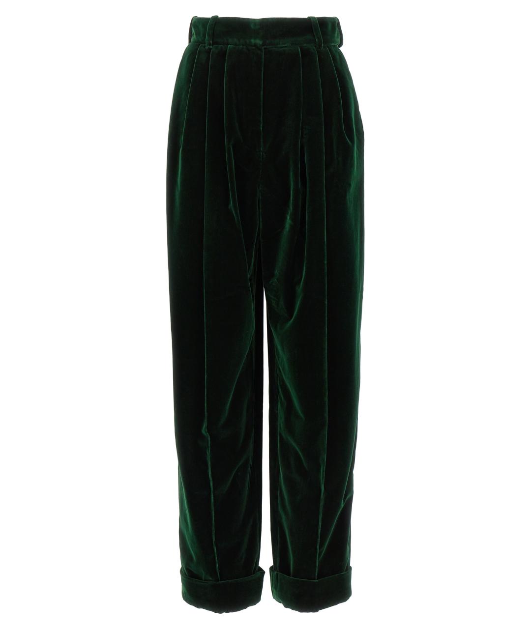 ALEXANDRE VAUTHIER Зеленые бархатные прямые брюки, фото 1