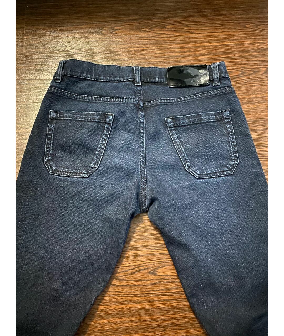 PRADA Темно-синие хлопковые прямые джинсы, фото 6