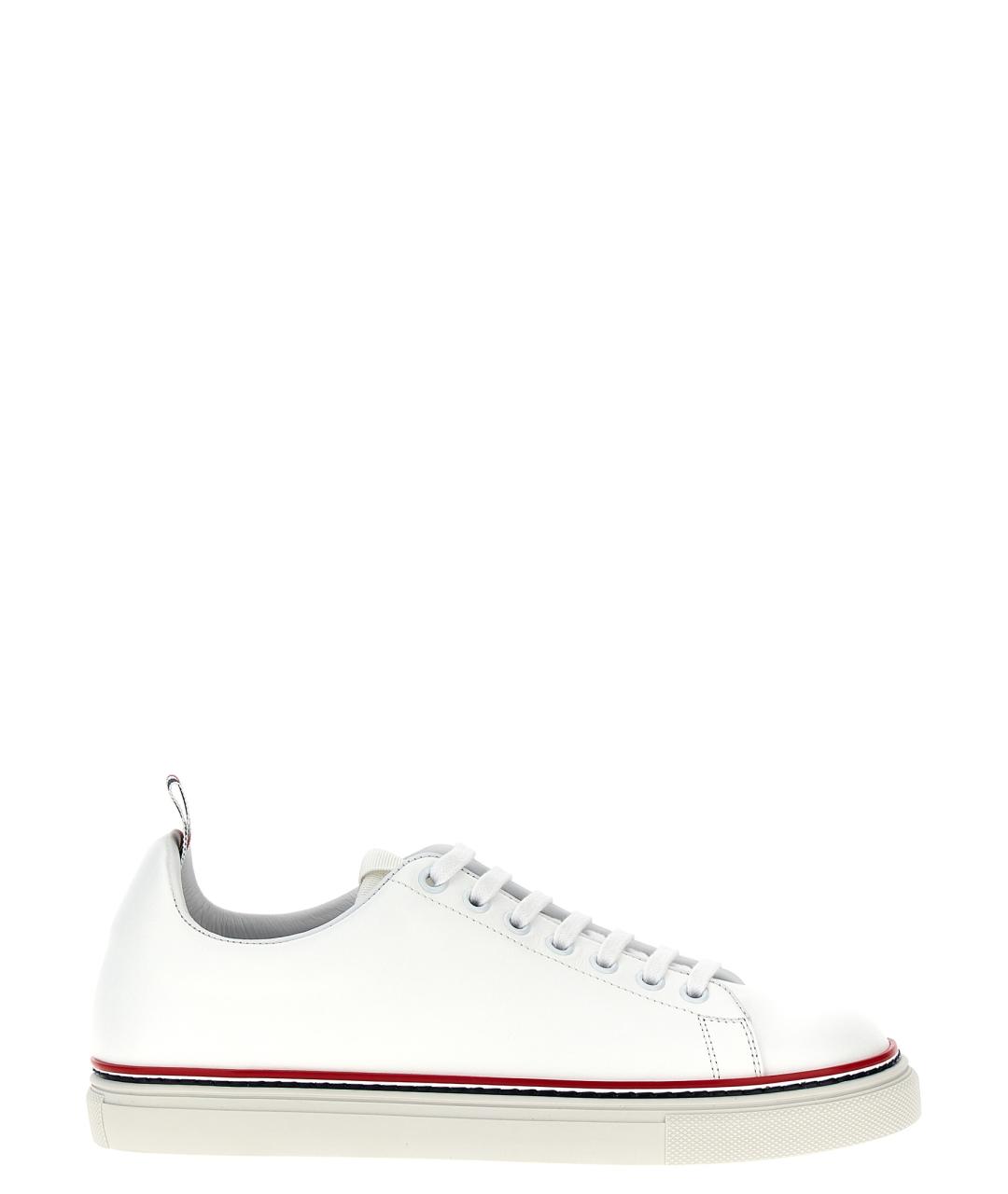 THOM BROWNE Белые кожаные низкие кроссовки / кеды, фото 1