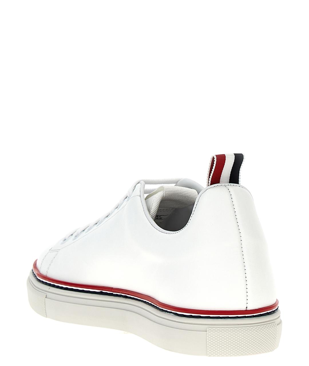 THOM BROWNE Белые кожаные низкие кроссовки / кеды, фото 3