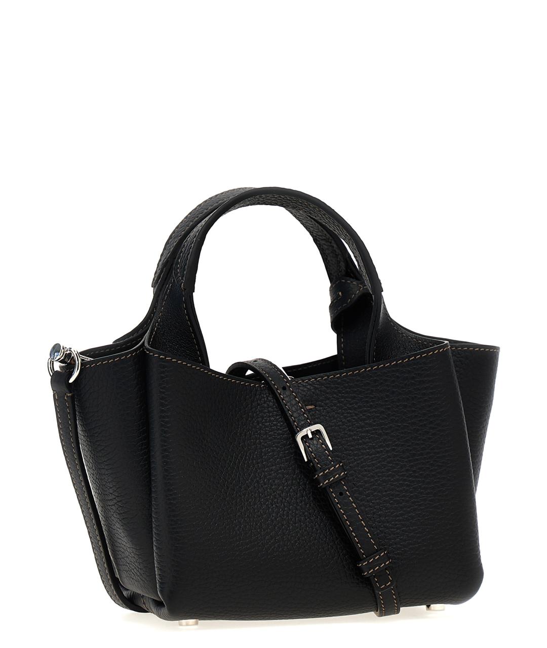 TOD'S Черная кожаная сумка тоут, фото 2