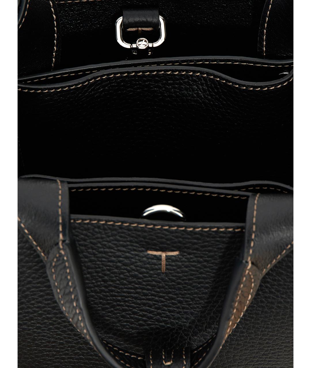 TOD'S Черная кожаная сумка тоут, фото 4