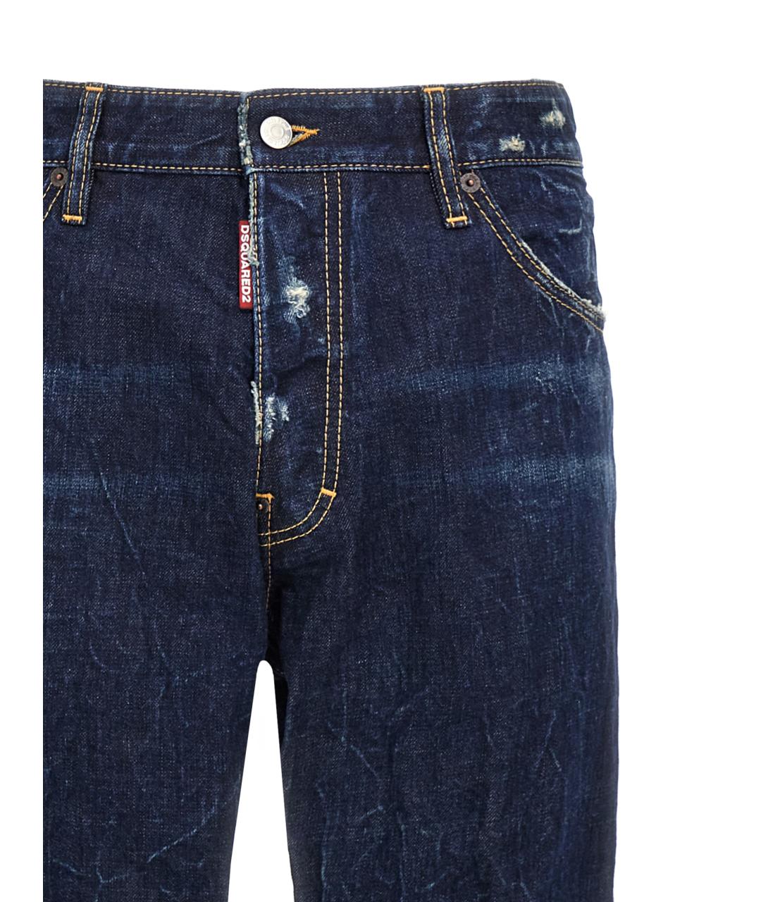DSQUARED2 Синие хлопковые прямые джинсы, фото 3