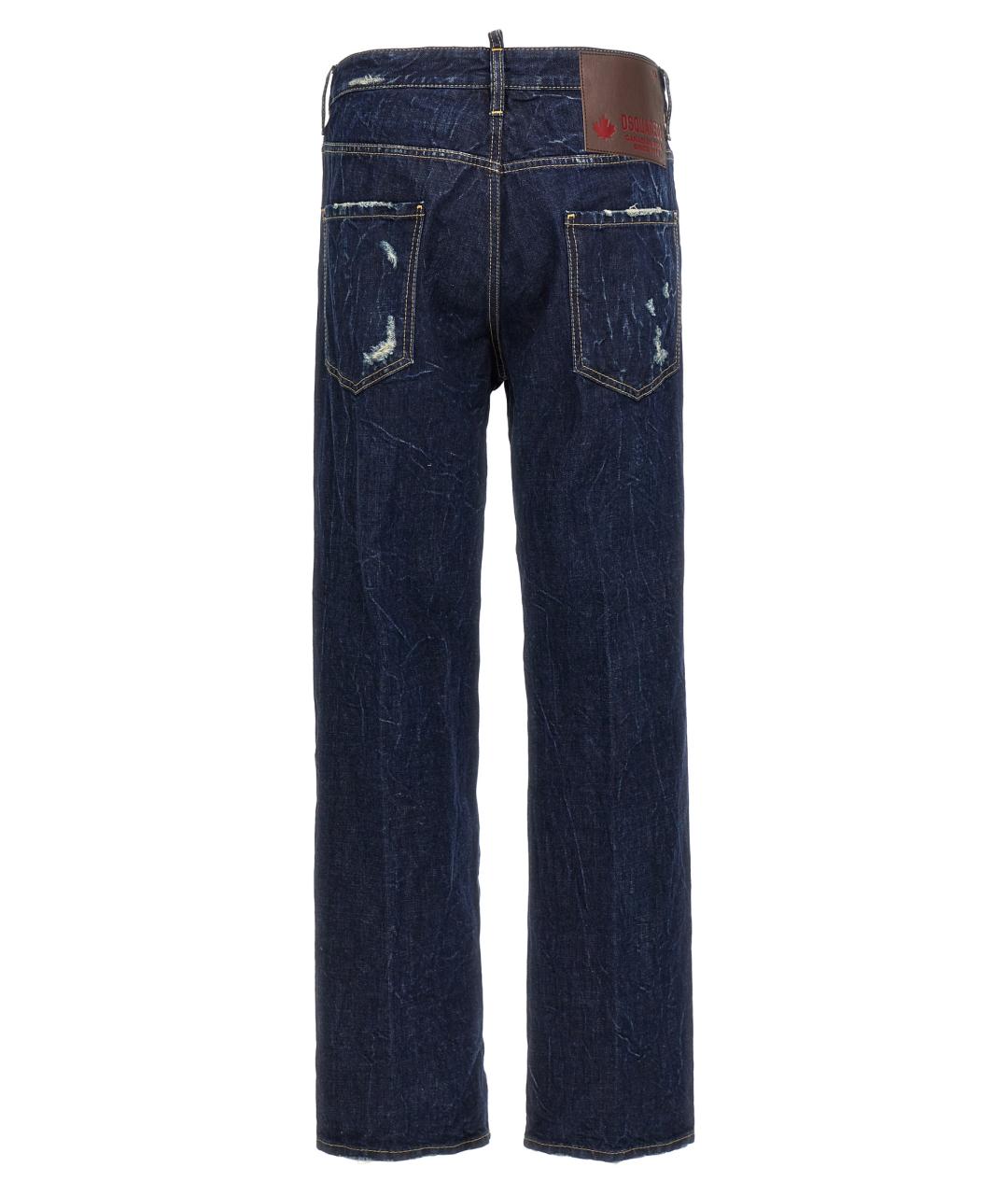 DSQUARED2 Синие хлопковые прямые джинсы, фото 2