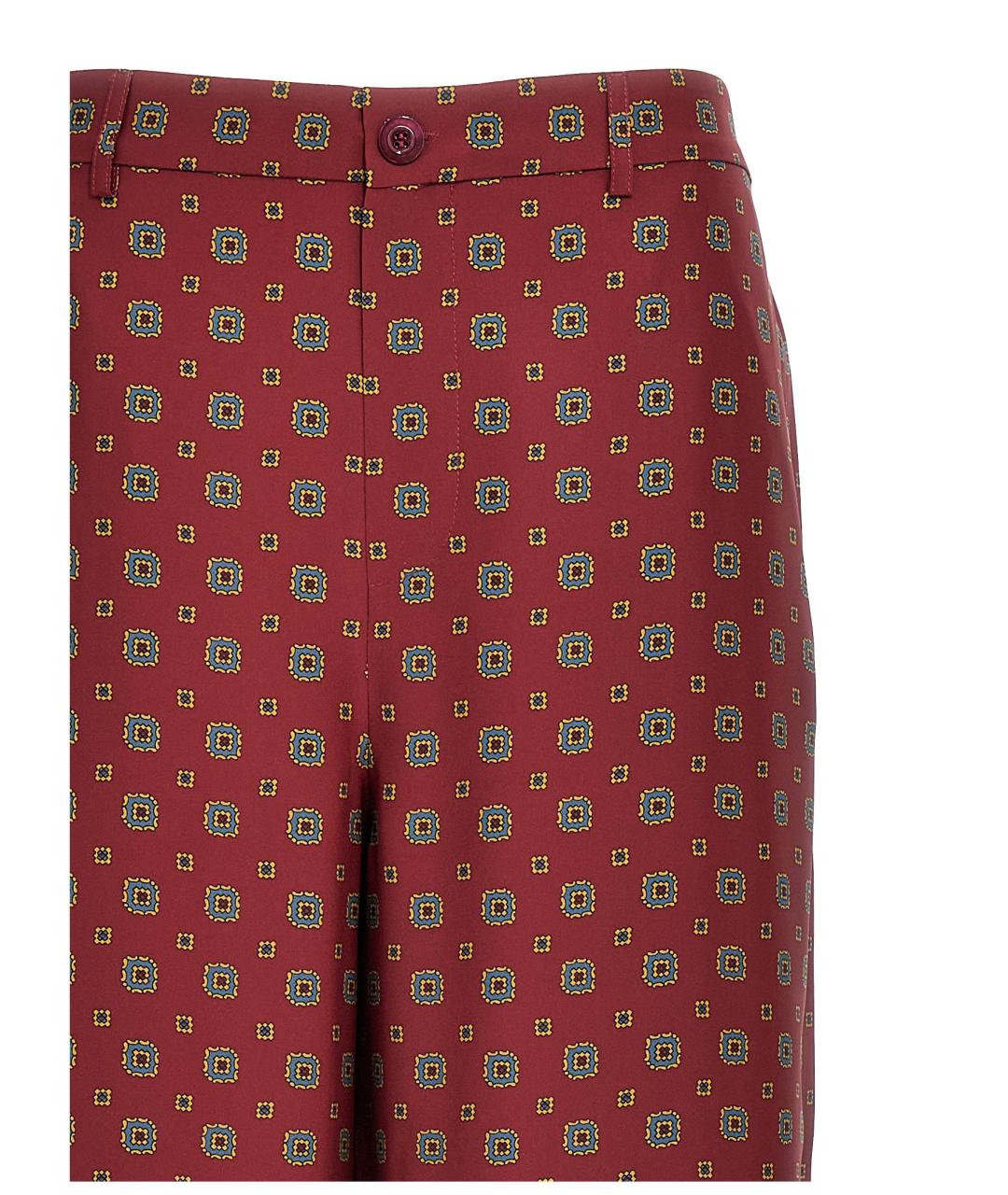 MOSCHINO Бордовые шелковые прямые брюки, фото 3